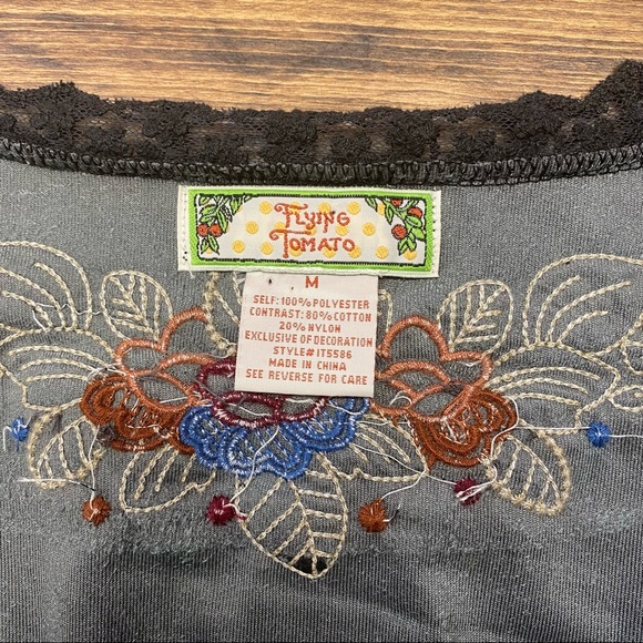 Flying Tomato Velour Embroidered Top - Picture 7 of 7